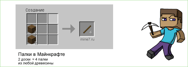 Как сделать палки в Майнкрафте